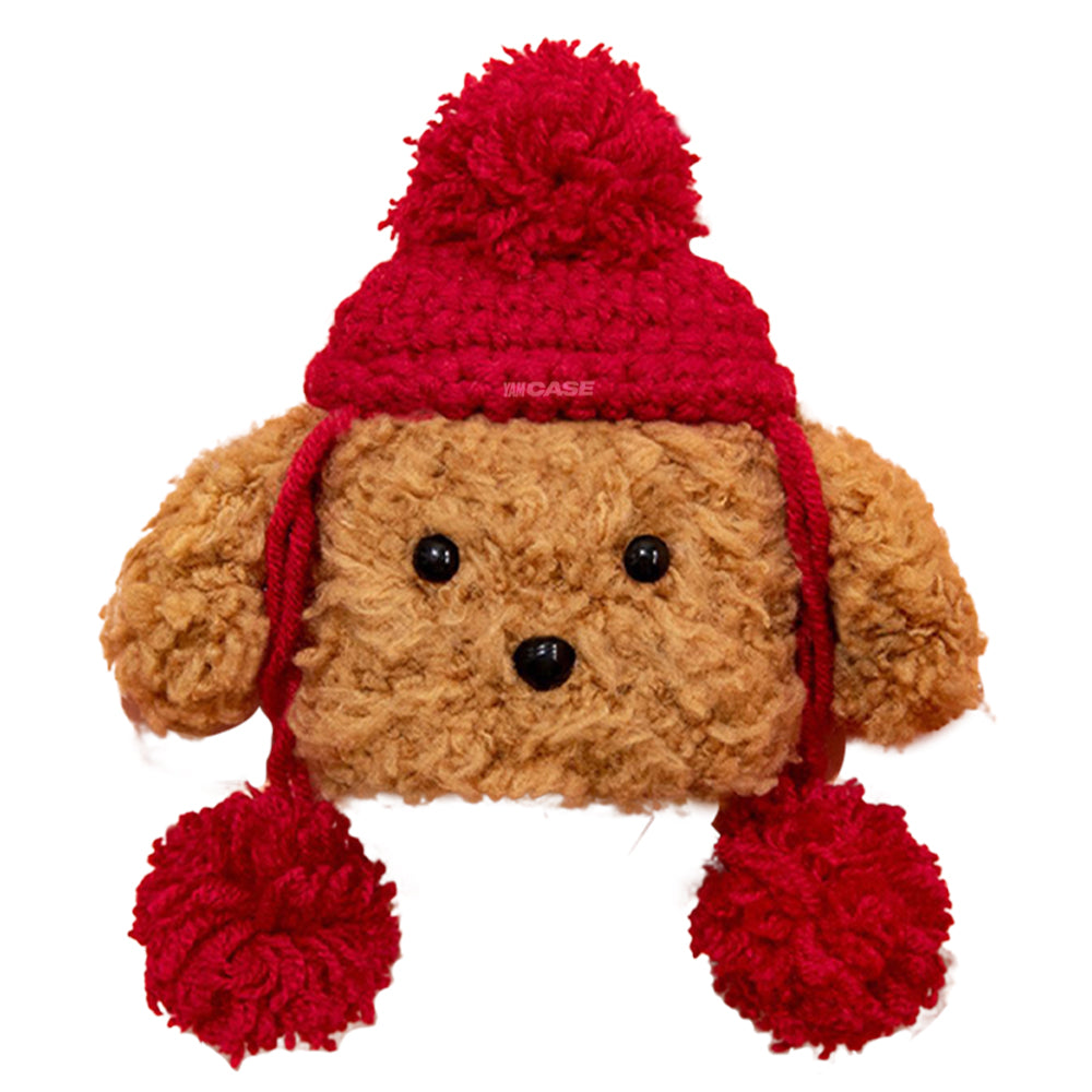 AirPods YamCase tricotado em lã macia design vermelho